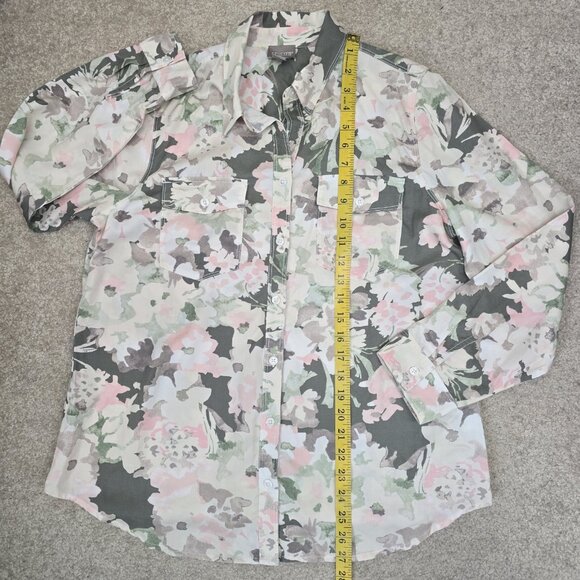 Chicos Floral Button Up Blouse Top Long Sleeve Super Soft Lyocell Sz Medium EUC - Picture 7 of 8